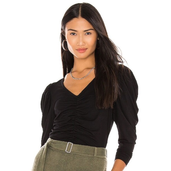 Frame • Agnes Long Sleeve Knit Top in Black Noir - Picture 1 of 8